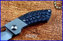 Wharncliffe Folding Knife Pocket Hunting Survival Tactical D2 Steel Titanium CF