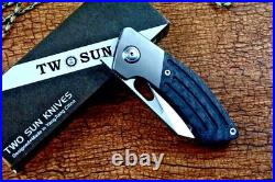 Wharncliffe Folding Knife Pocket Hunting Survival Tactical D2 Steel Titanium CF