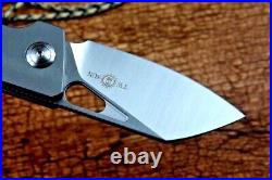 Wharncliffe Folding Knife Pocket Hunting Survival Tactical D2 Steel Titanium CF