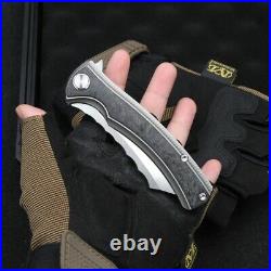 Wharncliffe Knife Folding Pocket Hunting Survival 14C28N Steel Titanium Handle S