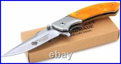 Wild Turkey Handmade Spring Assisted Two Tone Pearl Handle Folding Pocket Knife
