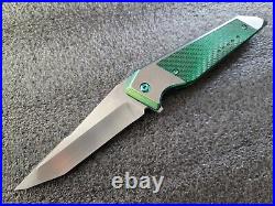 Will Moon Mk10 One-Off, Hand Satin, CPM-S90V, Double Tanto, Emerald Twill, Glow