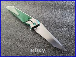 Will Moon Mk10 One-Off, Hand Satin, CPM-S90V, Double Tanto, Emerald Twill, Glow