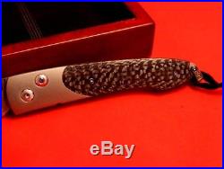 William Henry Attache Model # B10 CTD Wave Damascus Knife (Sapphire Thumb Stud)