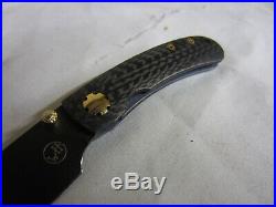 William Henry Carbon Fiber Gold LinerLock Knife Excellent Custom Made USA