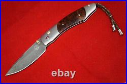 William Henry Copper Butte B12 Hornets Nest Damascus, Ironwood, Titanium, Knife