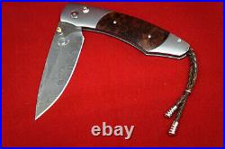 William Henry Copper Butte B12 Hornets Nest Damascus, Ironwood, Titanium, Knife