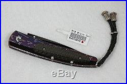 William Henry Folding Knife Blackout B10 Carbon Fiber Wave Damascus 08/25