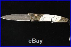 William Henry Gentac B30 Nebula Pocket Knife Custom Damascus Koftgari Gold