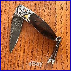 William Henry Knife B05 LONGHORN HAND ENGRAVED WITH 24K GOLD INLAYS Retail $5000