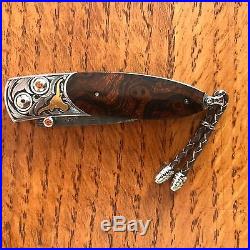 William Henry Knife B05 LONGHORN HAND ENGRAVED WITH 24K GOLD INLAYS Retail $5000