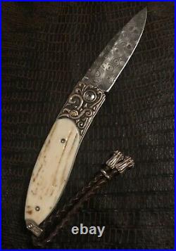 William Henry Knife B05 Monarch MCKINLEY 18k Gold, Walrus Fossil & Rubies 18/25