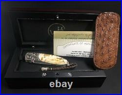 William Henry Knife B05 Monarch MCKINLEY 18k Gold, Walrus Fossil & Rubies 18/25