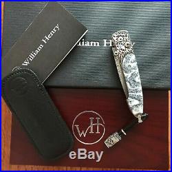 William Henry Knife B10 Inferno Sterling Silver Skulls Fossil Coral Retail $1750