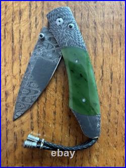 William Henry Knife B12 Green River Jade Damascus