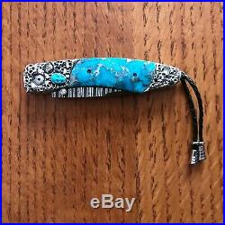 William Henry Knife B12 Jerome Carved Sterling Skulls Turquoise Retail $2675
