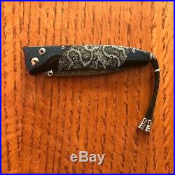 William Henry Knife B30 Blue Lagoon Damascus Coral Fossil Sapphires Retail $2125