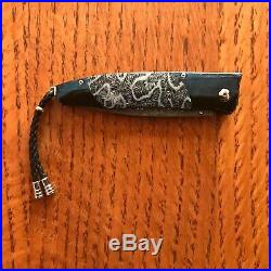 William Henry Knife B30 Blue Lagoon Damascus Coral Fossil Sapphires Retail $2125