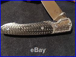 William Henry Knife T-10 GCF Armadillo 14K Gold / Sterling Silver Collector