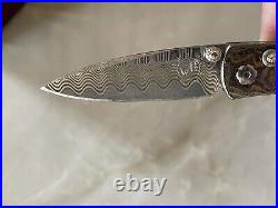 William Henry Pikatti B04-WMPW Folding Knife Damascus Mokume Pearl Topaz 500 LE