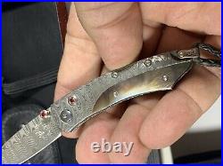 William Henry Pocket Knife Collectable B04-DBW Pikatti 88/500 Damascus Steel