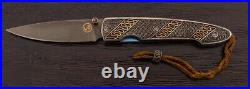William Henry T10 Lancet Liner Lock Folding Knife Silver withGold Wire