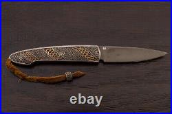 William Henry T10 Lancet Liner Lock Folding Knife Silver withGold Wire