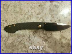 William Henry T12 Black & Tan Spearpoint Carbon Fiber Gold Knife