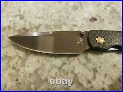 William Henry T12 Black & Tan Spearpoint Carbon Fiber Gold Knife