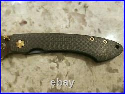 William Henry T12 Black & Tan Spearpoint Carbon Fiber Gold Knife
