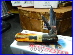 Winchester 3 1/4 Genuine Stag Handle Barlow Hour Glass Shield Pocket Knife