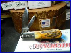 Winchester 3 1/4 Genuine Stag Handle Barlow Hour Glass Shield Pocket Knife