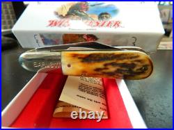Winchester 3 1/4 Genuine Stag Handle Barlow Hour Glass Shield Pocket Knife