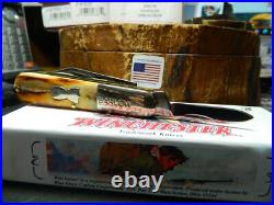 Winchester 3 1/4 Genuine Stag Handle Barlow Hour Glass Shield Pocket Knife