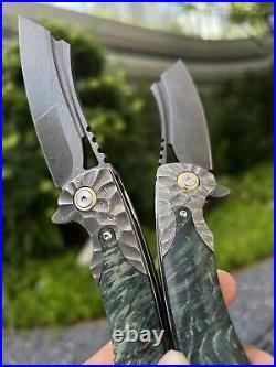 Wootz Steel Folding Pocket Knife Damascus Steel Ball Bearing Outdoor Survival