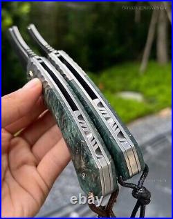 Wootz Steel Folding Pocket Knife Damascus Steel Ball Bearing Outdoor Survival