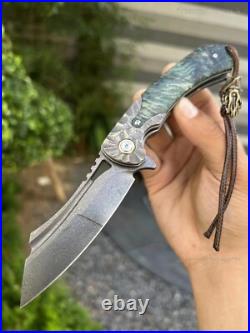 Wootz Steel Pocket Knife Damascus Steel Ball Bearing Survival amazingknivescn
