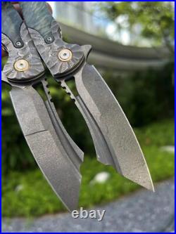 Wootz Steel Pocket Knife Damascus Steel Ball Bearing Survival amazingknivescn