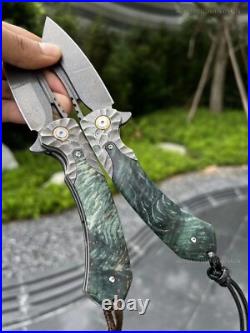 Wootz Steel Pocket Knife Damascus Steel Ball Bearing Survival amazingknivescn