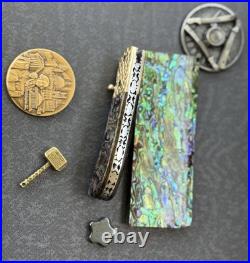 York vivant Custom handmade Damascus Steel Abalone Shell Folding Knife CBIT-09