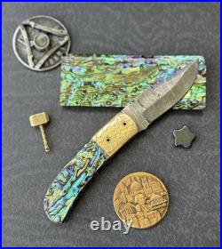 York vivant Custom handmade Damascus Steel Abalone Shell Folding Knife CBIT-09