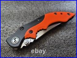 Yuna Knives Assassin, ZDP-189/ATS-34 San Mai, Black & Orange G-10, Flamed Ti, 4