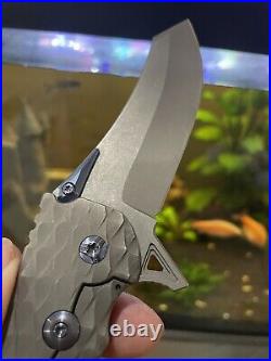 ZERMENO Seraph Titanium Knife Custom Blue Anodized Rare? 20CV Hot Scales