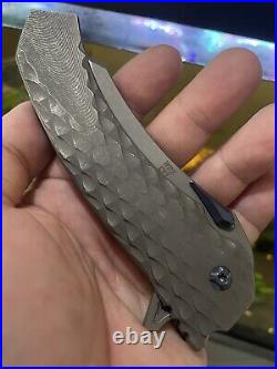 ZERMENO Seraph Titanium Knife Custom Blue Anodized Rare? 20CV Hot Scales