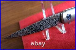 Zieba Custom Knife MS3 Damasteel Memento Mori Solid Silver Skulls Spacer