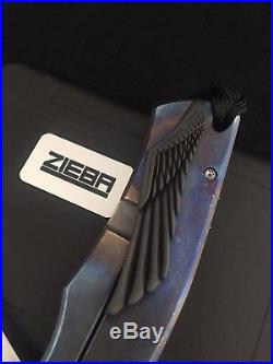 Zieba Custom Knives, S1 Angel Wing, Blue Anodized, Skull Backspacer, M390