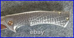 Zieba Knives S5 Mini 3 Nichols San Mai Damascus Engraved Snakeskin Titanium