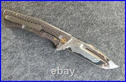 Zieba Knives S5 Mini 3 Nichols San Mai Damascus Engraved Snakeskin Titanium