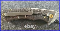 Zieba Knives S5 Mini 3 Nichols San Mai Damascus Engraved Snakeskin Titanium