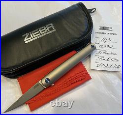 Zieba Ms3 Custom Handmade Knife Titanium Flipper Made In USA Edc